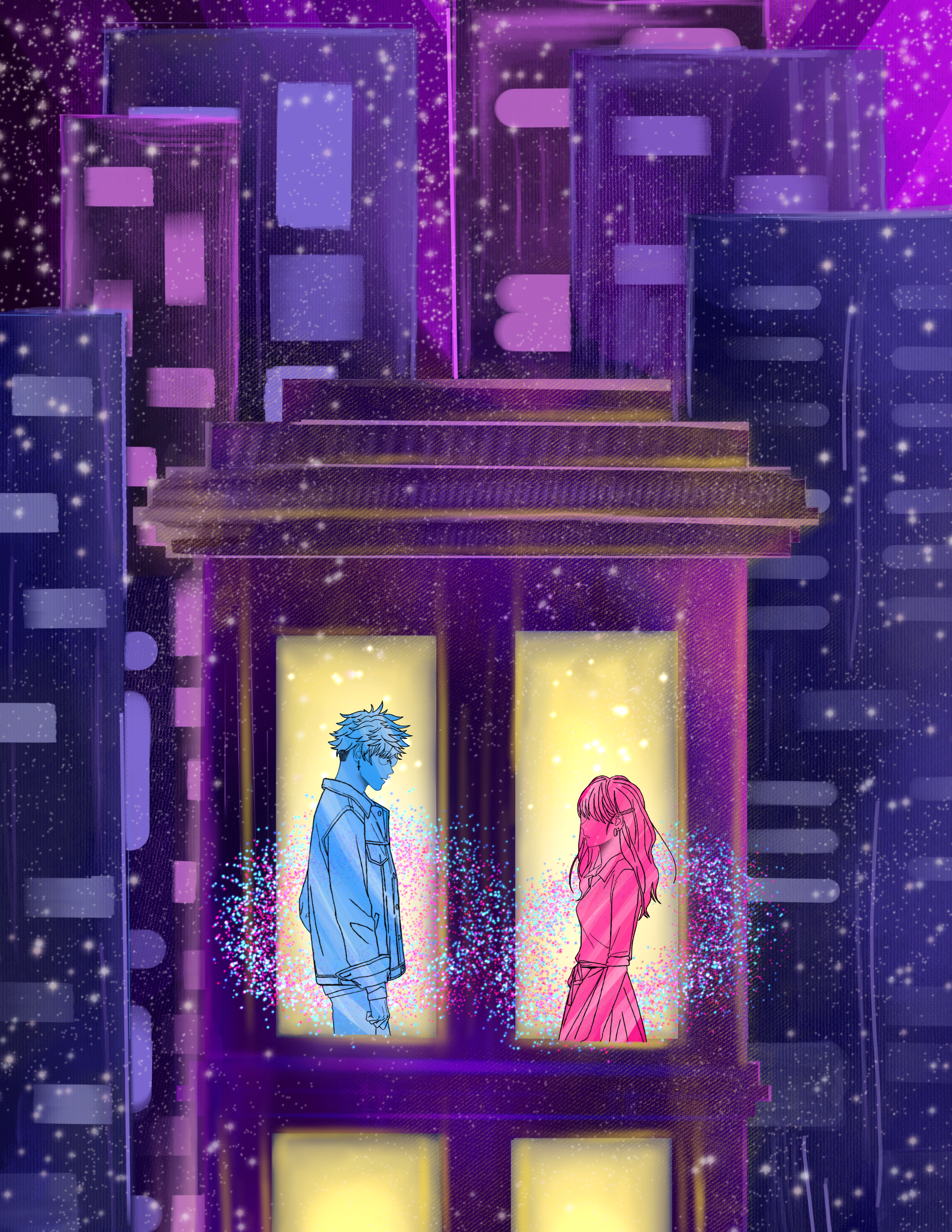 a man and a woman staring at each other